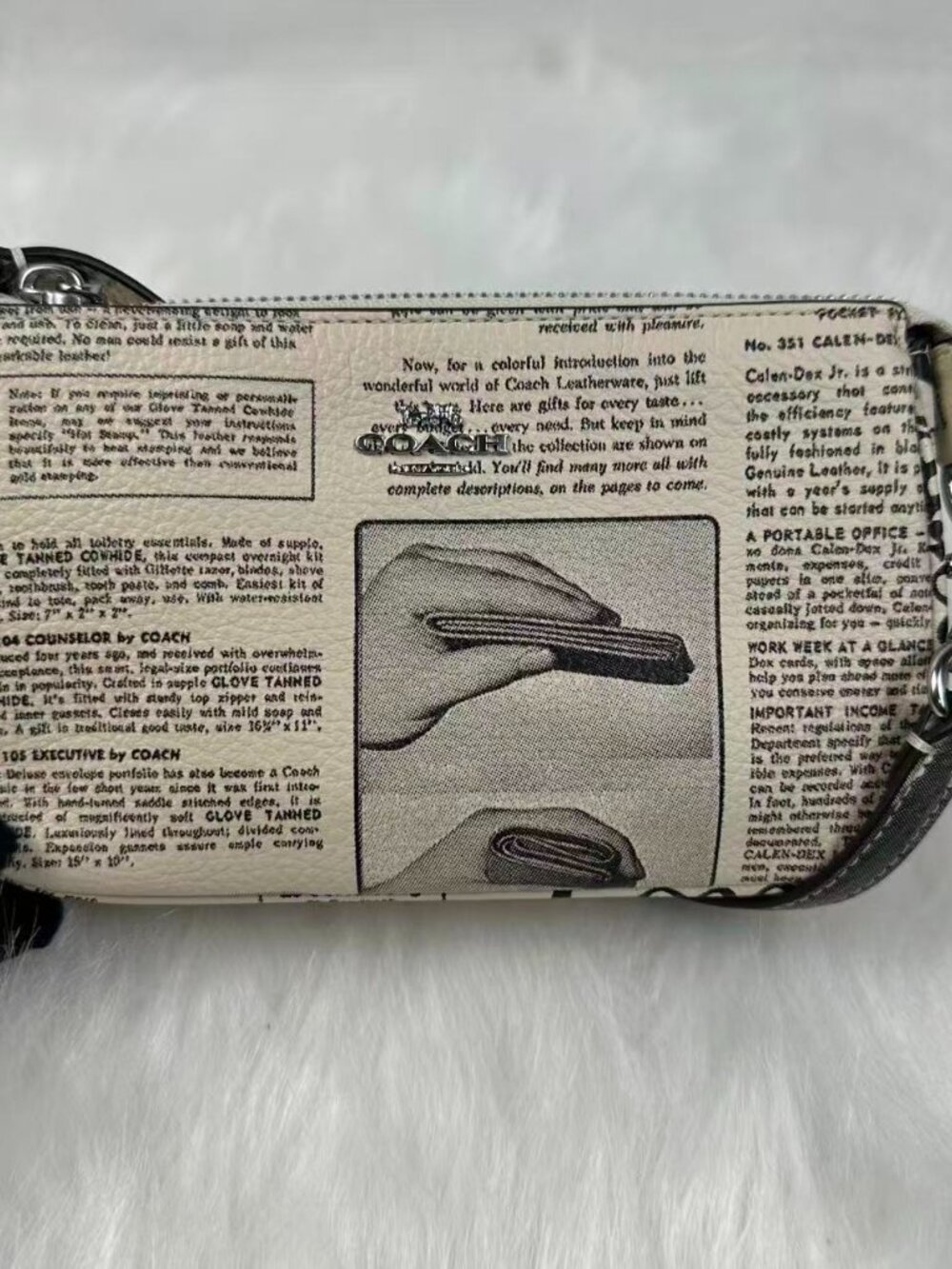 Coach Nolita 19 With Newspaper Print Wristlet Shoulder Bag Leather Chalk CDC27 - Picture 4 of 7